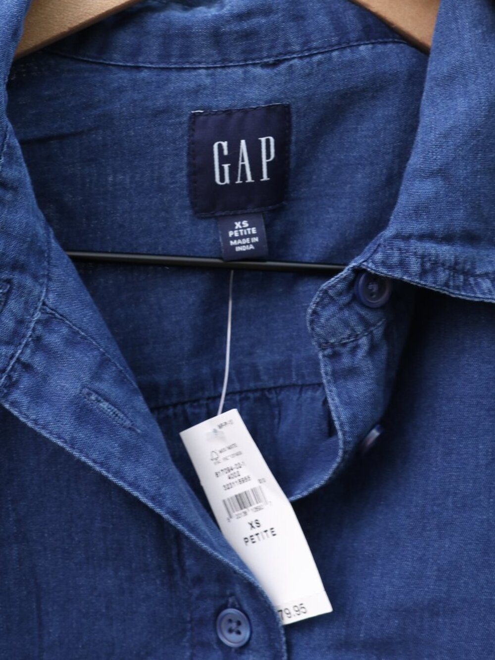 NWT GAP Bubble Hem Shirt Medium Indigo XS Petite - Picture 4 of 4